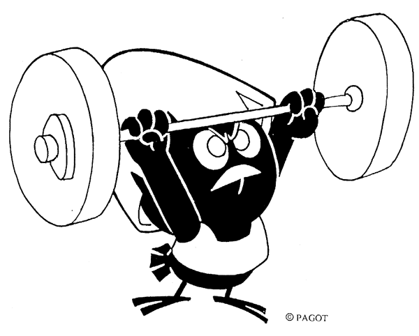 coloriage Calimero fait de la musculation